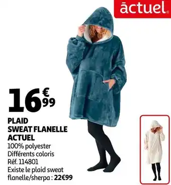 Auchan Actuel plaid sweat flanelle offre