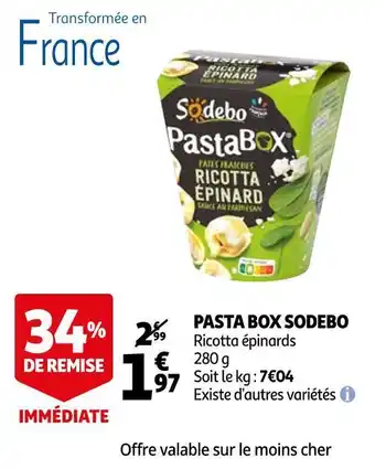 Auchan Sodebo pasta box offre