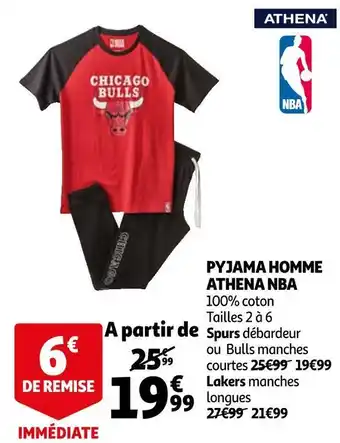 Auchan Athena nba pyjama homme athena nba offre