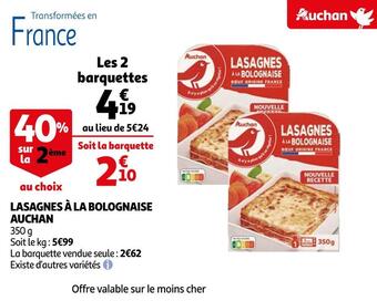 Auchan Auchan lasagnes à la bolognaise offre