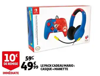 Auchan Le pack cadeau mario : casque + manette offre