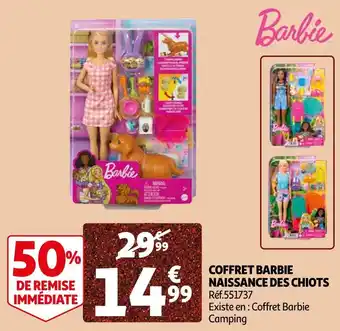 Auchan Barbie coffret barbie naissance des chiot offre