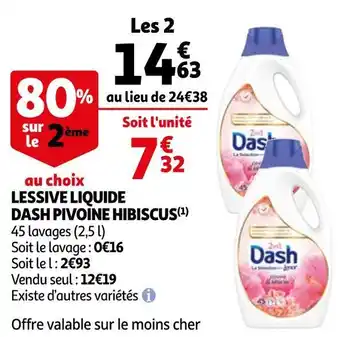 Auchan Dash lessive liquide pivoine hibiscus offre