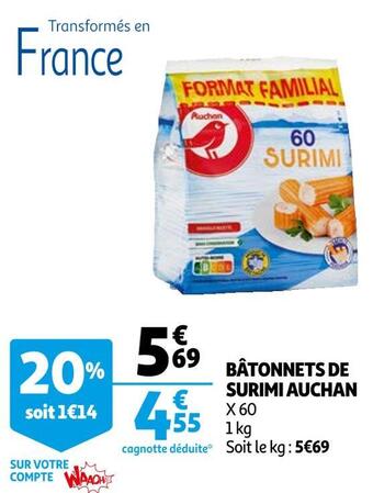 Auchan Auchan bâtonnets de surimi offre