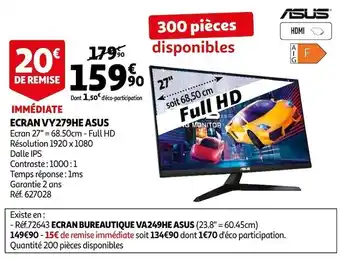 Auchan Asus ecran vy279he offre