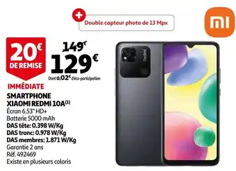 Auchan Xiaomi smartphone xiaomi redmi 10a offre