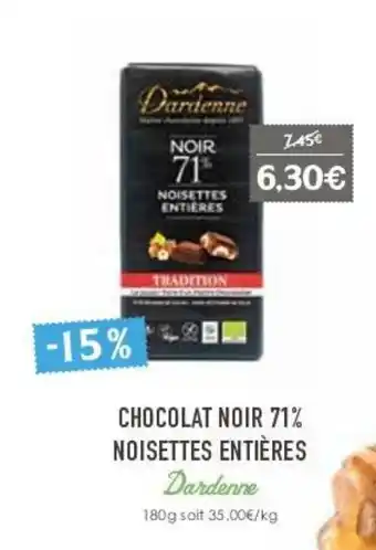 Naturalia Chocolat noir 71% noisettes entières offre