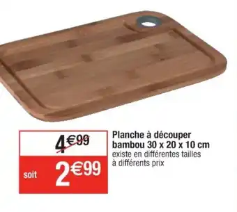Cora x Carrefour Planche à découper bambou 30 x 20 x 10 cm offre