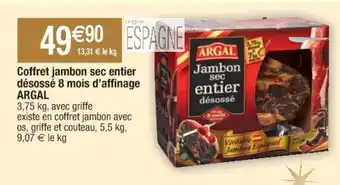 Cora x Carrefour Coffret jambon sec entier désossé 8 mois d'affinage ARGAL offre