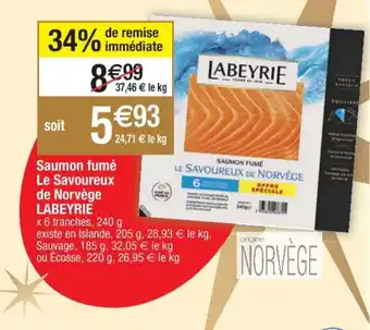 Cora x Carrefour Saumon fumé le savoureux de norvège LABEYRIE offre
