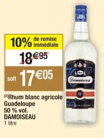 Cora x Carrefour Rhum blanc agricole guadeloupe 50% vol. DAMOISEAU offre