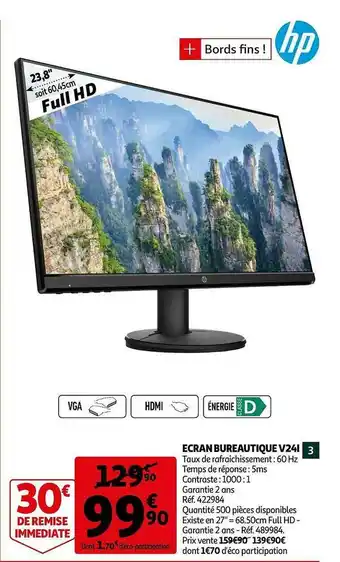 Auchan écran Bureautique V241 Hp offre