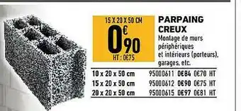 Brico Cash Parpaing Creux offre