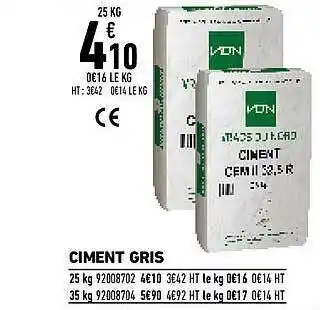 Brico Cash Ciment Gris offre