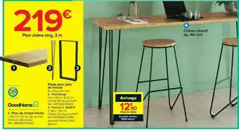 Castorama Plan De Travail Hinita Goodhome, Pieds Pour Plan De Travail offre