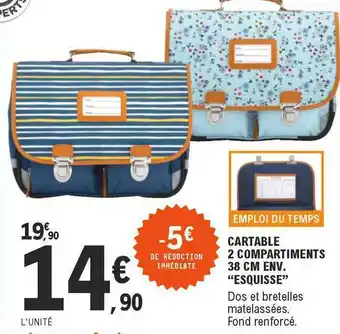 E.Leclerc Cartable 2 Compartiments 38 Cm Env. offre