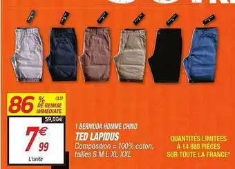 Netto 1 Bermuda Homme Chino Ted Lapidus offre