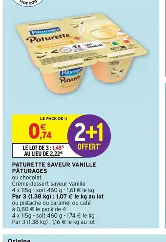 Intermarché Paturette Saveur Vanille Paturages offre