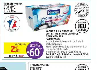 Intermarché Yaourt a La Grecque Sur Lit de Fruits Mures 2 Framboises Paturages offre
