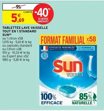 Intermarché Tablettes Lave Vaisselle Tout En 1 Standard Sun offre