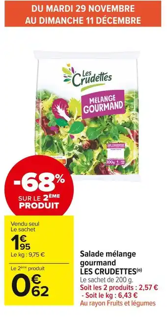 Carrefour Market Les crudettes salade mélange gourmand offre
