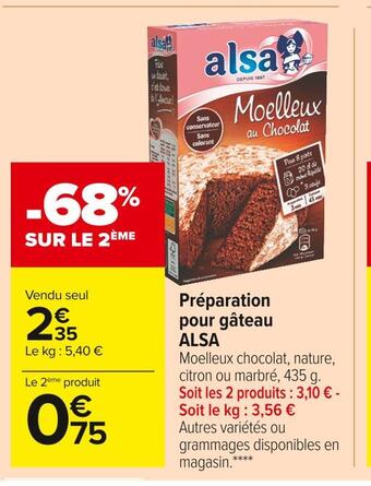 Carrefour Market Alsa préparation pour gâteau offre