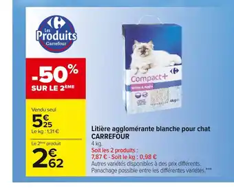 Carrefour Market Carrefourcarrefour litière agglomérante blanche pour chat offre