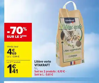 Carrefour Market Vitakraft litière verte offre