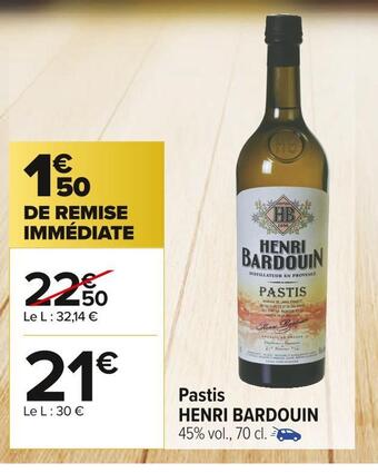 Carrefour Market Henri bardouin pastis offre
