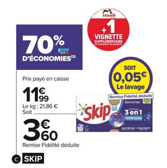 Carrefour Market Skip lessive capsules 3 en 1 offre