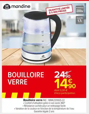 Carrefour Market Mandine bouilloire verre offre