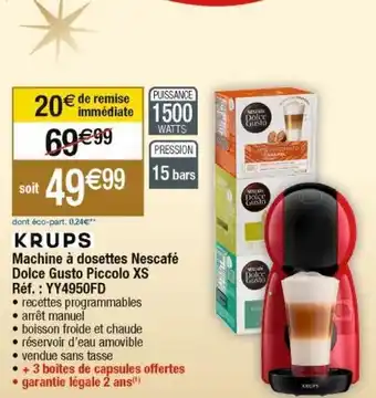 Cora x Carrefour Cafetière à capsules krups offre
