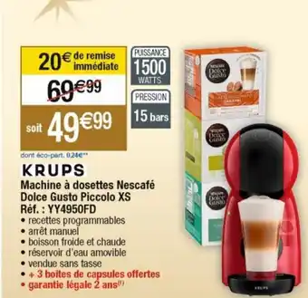 Cora x Carrefour Machine A Dosettes Nescafe Dolce Gusto Piccolo XS offre