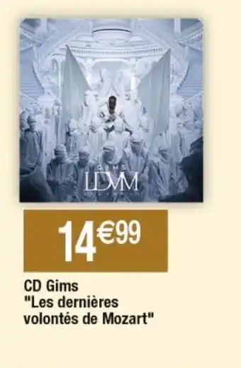 Cora x Carrefour CD Gims "Les Derniers Volontes De Mozart" offre