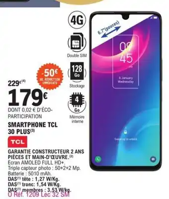 E.Leclerc Smartphone TCL 30 Plus offre