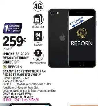 E.Leclerc Iphone Se 2020 Reconditionne Grade B offre