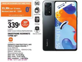 E.Leclerc Smartphone Redminote 11Pro 5g offre