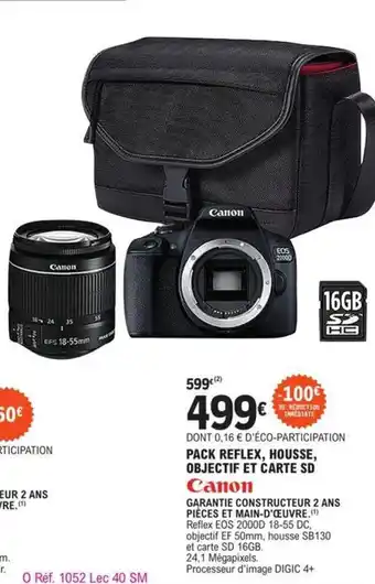 E.Leclerc Pack Reflex, Housse, Objectif et Carte SD offre