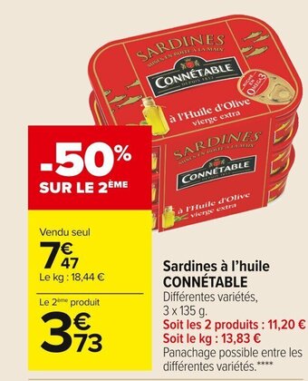Carrefour Market Sardines à L'huile Connétable offre