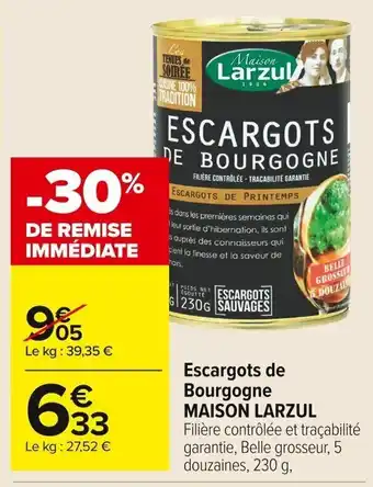 Carrefour Market Escargots de Bourgogne Maison Larzul offre