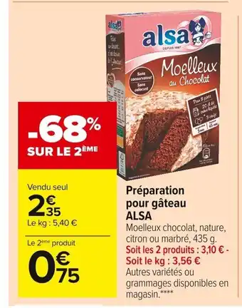 Carrefour Market Préparation Pour Gâteau Alsa offre