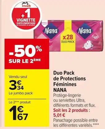 Carrefour Market Duo Pack de Protections Fémines Nana offre