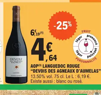 E.Leclerc AOP Languedoc Rouge Devois Des Agneaux d'Aumelas offre