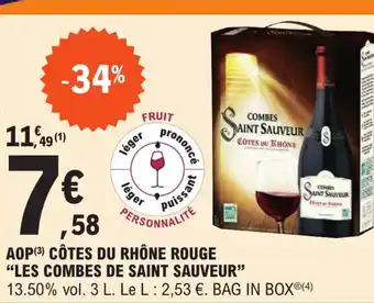 E.Leclerc AOP Côtes du Rhône Rouge Les Combes de Saint Sauveur offre