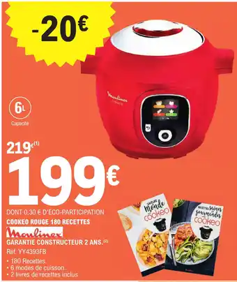 E.Leclerc Moulinex Cookeo Rouge 180 Recettes offre