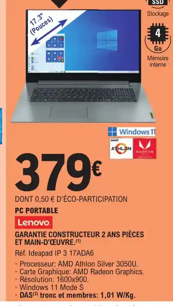 E.Leclerc Lenova PC Portable offre