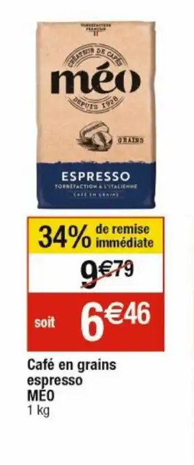 Cora x Carrefour Cafe En Grains espresso meo offre