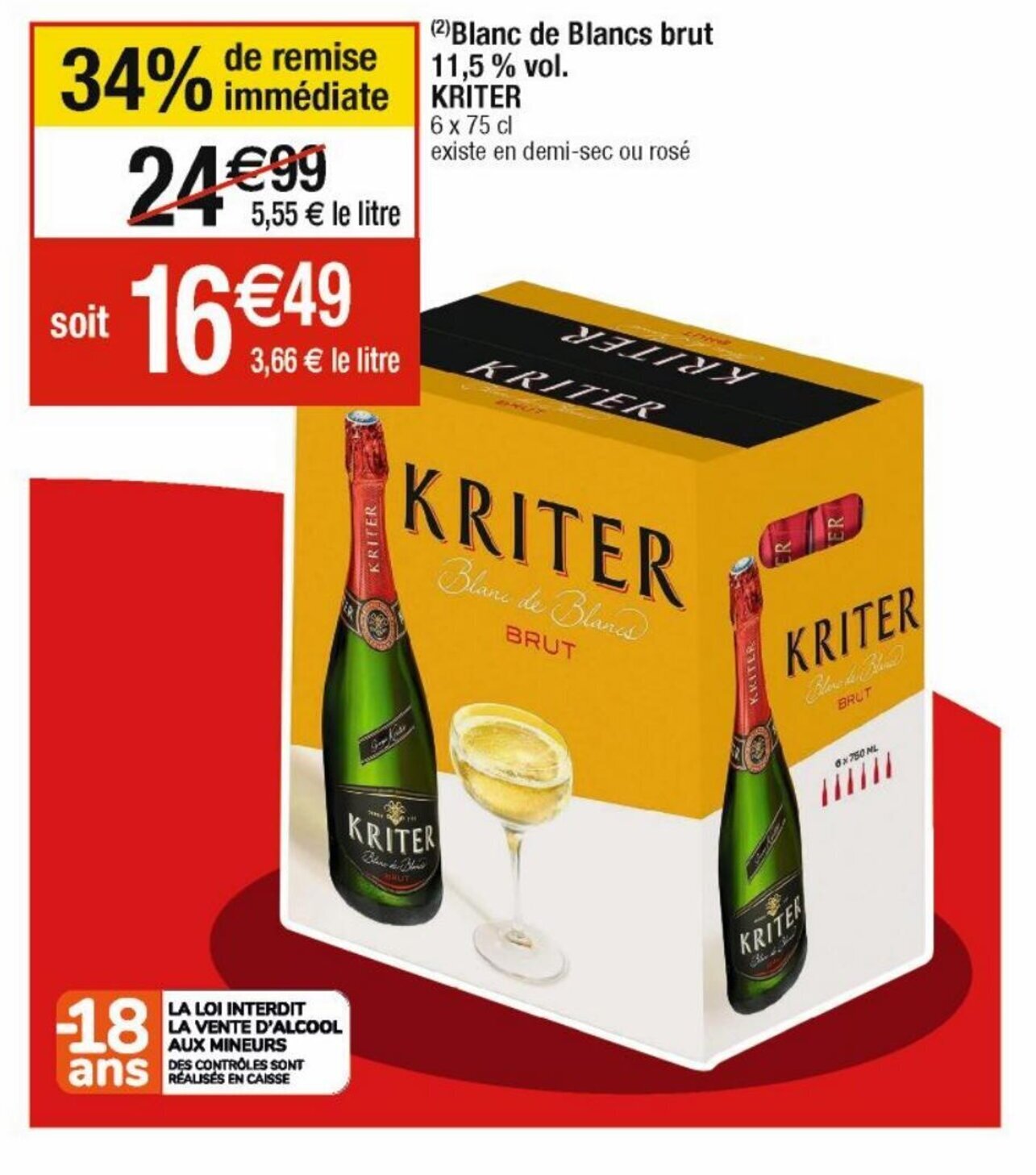 Promo Blanc de Blancs Brut 11,5vol Kriter chez Cora