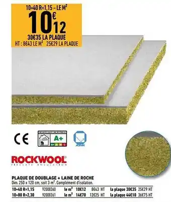 Brico Cash Plaque de doublage + laine de roche rockwool offre