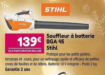Point Vert Souffleur à batterie bga 45 stihl offre